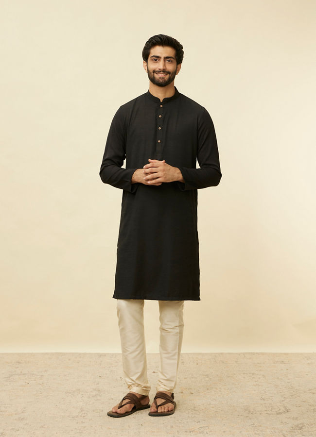 Manyavar Men Kohl Black Classic Kurta