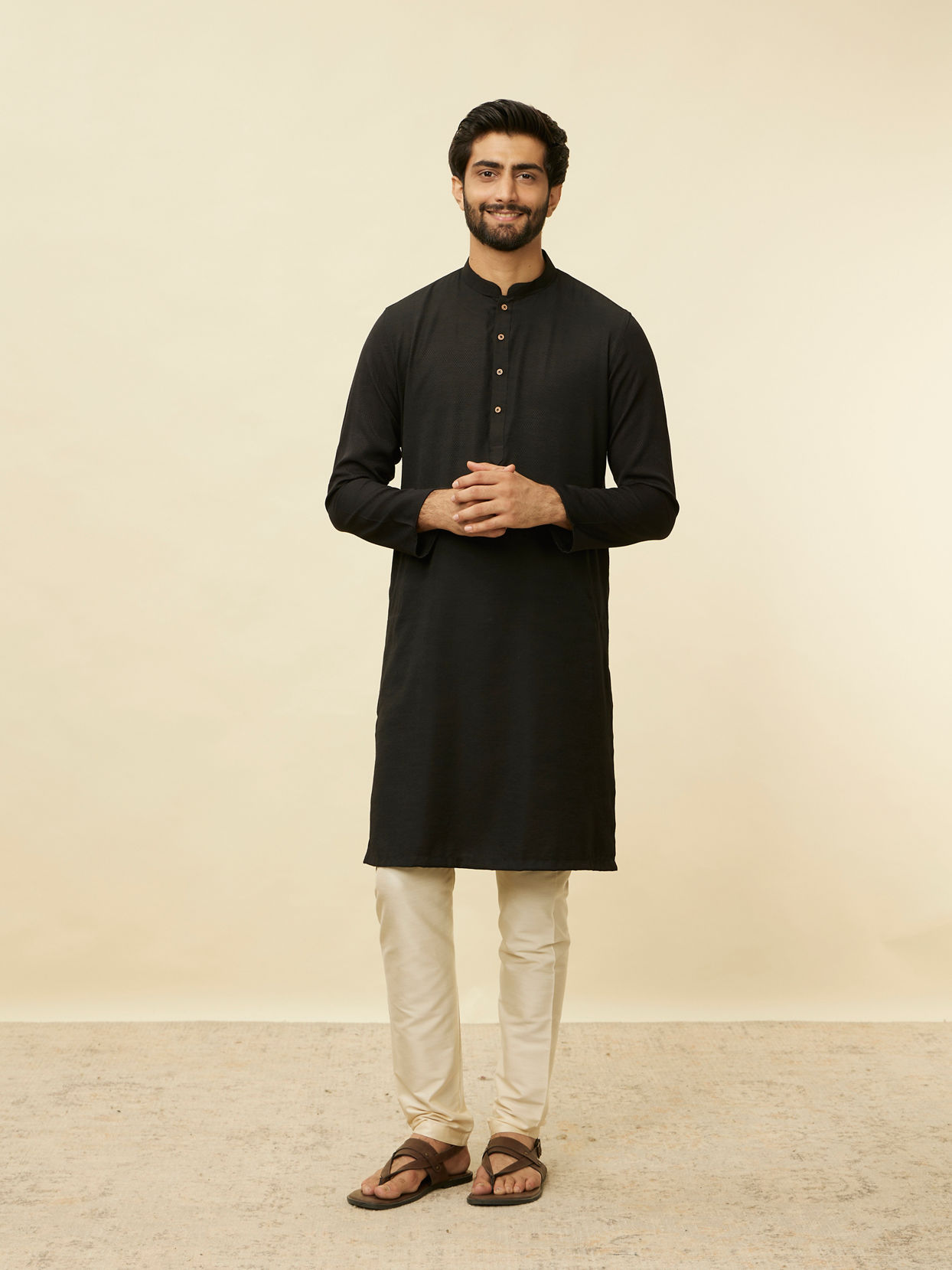 Manyavar Men Kohl Black Classic Kurta