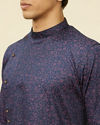 Manyavar Men Deep Blue Angrakha Style Kurta