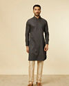 alt message - Manyavar Men Midnight Sapphire Blue Printed Kurta image number 2