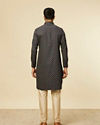 alt message - Manyavar Men Midnight Sapphire Blue Printed Kurta image number 4