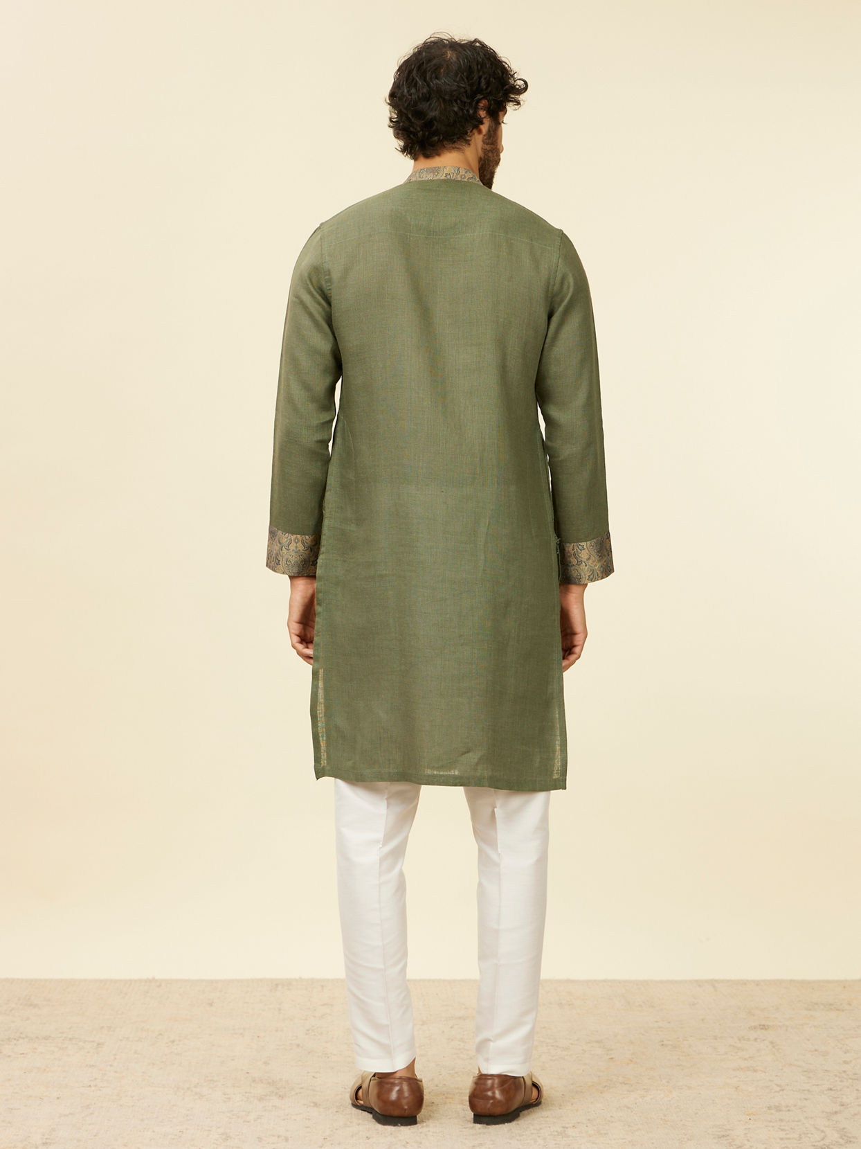 Manyavar Men Bottle Green Achkan Kurta