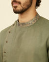 Manyavar Men Bottle Green Achkan Kurta