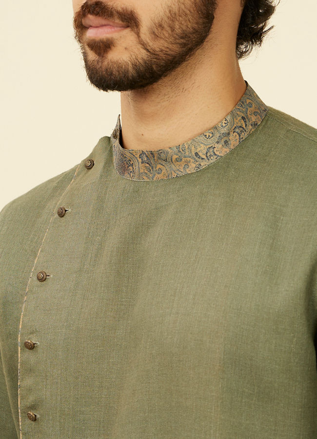 Manyavar Men Bottle Green Achkan Kurta image number 1