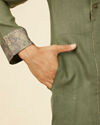 Manyavar Men Bottle Green Achkan Kurta image number 3