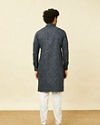 alt message - Manyavar Men Maritime Blue Floral Printed Kurta image number 4