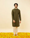 Manyavar Men Forest Green Classic Bandhgala Kurta