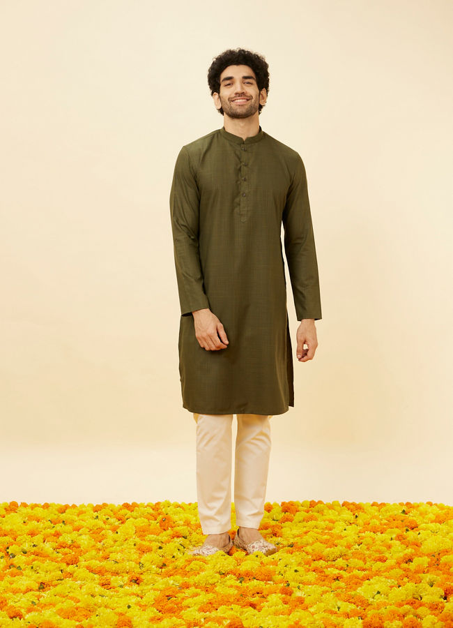 Manyavar Men Forest Green Classic Bandhgala Kurta
