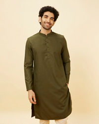 Manyavar Men Forest Green Classic Bandhgala Kurta