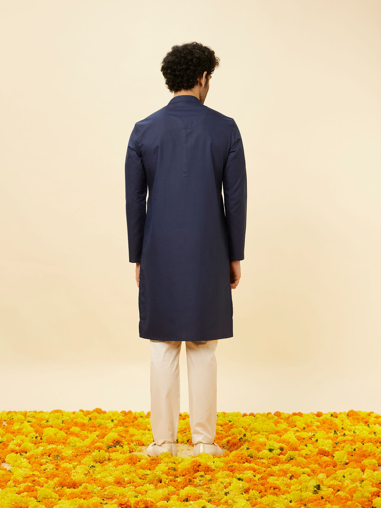 Royal Blue Classic Bandhgala Kurta image number 4