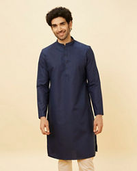 Manyavar Men Royal Blue Classic Bandhgala Kurta