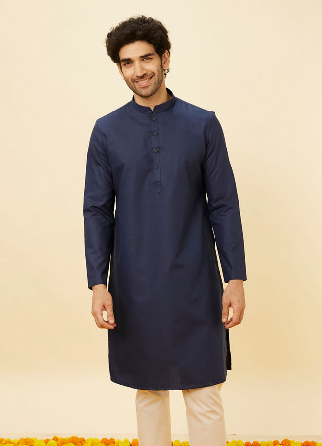 Buy Royal Blue Classic Bandhgala Kurta Online in India @Manyavar ...