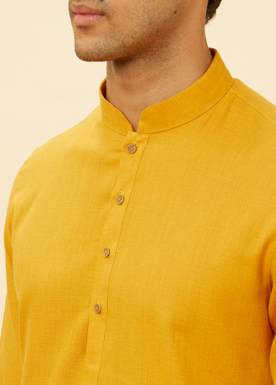 Manyavar Men Mustard Yellow Classic Bandhgala Kurta