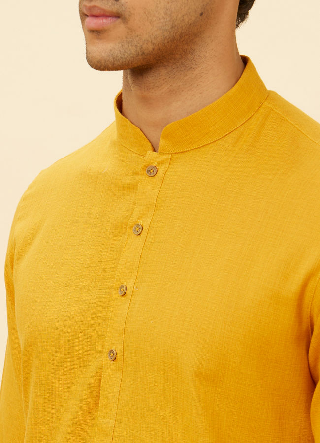 Manyavar Men Mustard Yellow Classic Bandhgala Kurta
