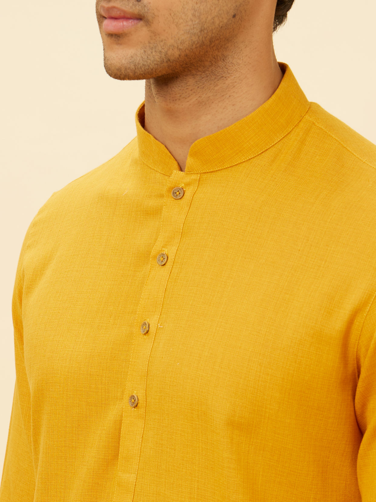 Manyavar Men Mustard Yellow Classic Bandhgala Kurta