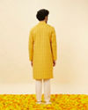 alt message - Manyavar Men Canary Yellow Windowpane Checkered Kurta image number 4