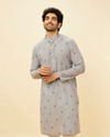 Ash Blue Striped Kurta