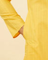 alt message - Manyavar Men Tuscan Yellow Self Striped Kurta image number 3