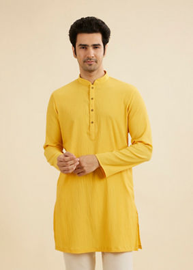 Manyavar Men Yellow Radiance Mid length Kurta