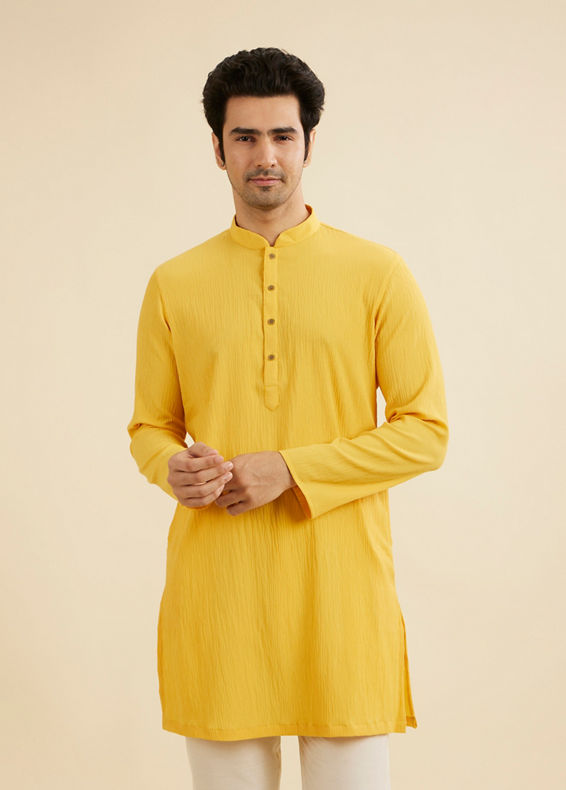 Manyavar Men Yellow Radiance Mid length Kurta