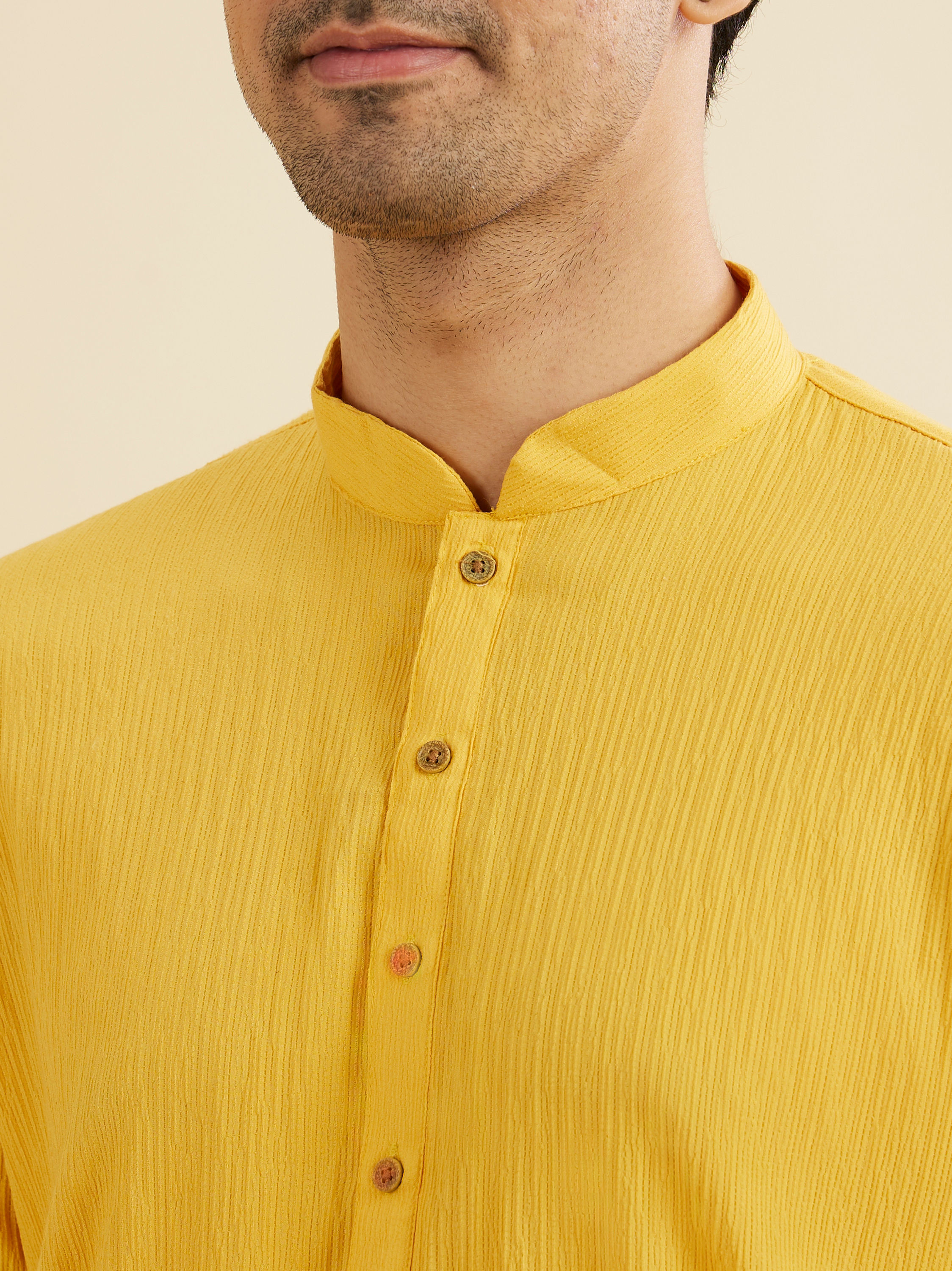Manyavar Men Yellow Radiance Mid length Kurta