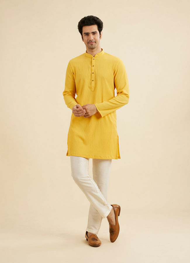 Manyavar Men Yellow Radiance Mid length Kurta