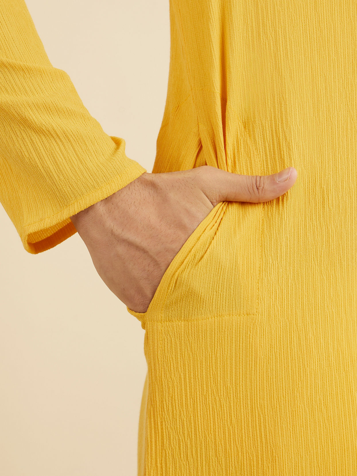 Manyavar Men Yellow Radiance Mid length Kurta