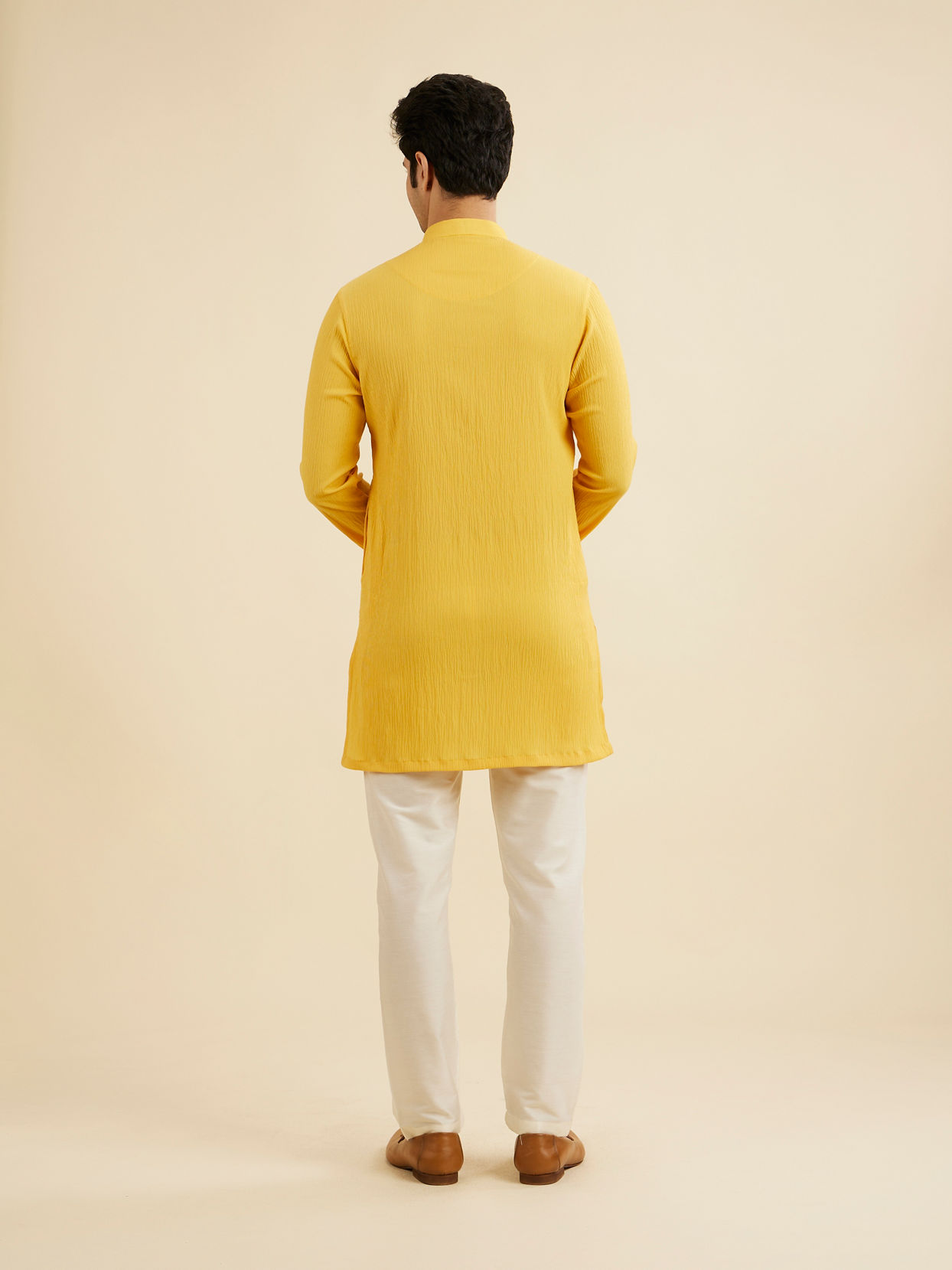 Manyavar Men Yellow Radiance Mid length Kurta
