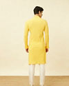 Manyavar Men Summer Daffodil Yellow Half Placket Kurta