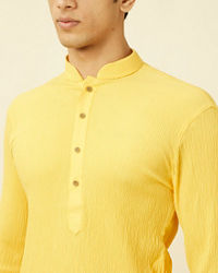 Manyavar Men Summer Daffodil Yellow Half Placket Kurta