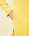 Manyavar Men Summer Daffodil Yellow Half Placket Kurta