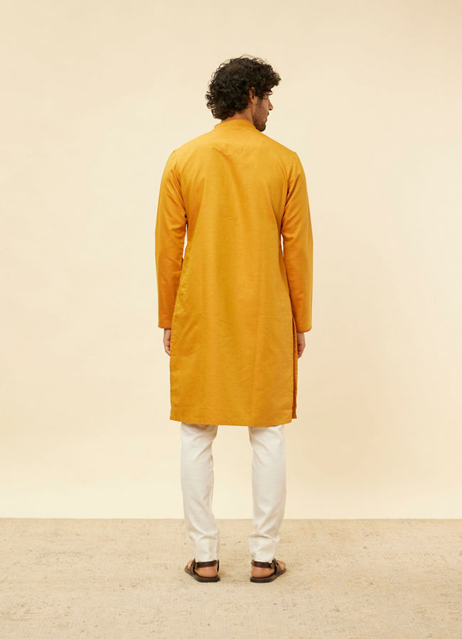 Mustard Yellow Contrast Piping Kurta image number 4