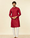 Manyavar Men Maroon Side Open Kurta