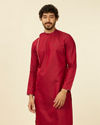 alt message - Manyavar Men Maroon Side Open Kurta image number 0