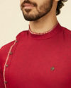 alt message - Manyavar Men Maroon Side Open Kurta image number 1