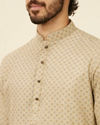 alt message - Manyavar Men Beige Buta Patterned Kurta image number 1