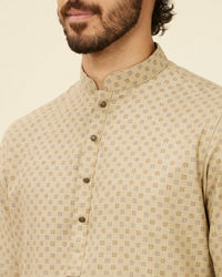 Manyavar Men Beige Buta Patterned Kurta