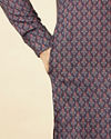 Deep Blue Floral String Printed Kurta image number 3