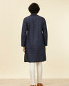 Manyavar Men Dark Blue Wave Print Kurta