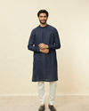 Manyavar Men Sapphire Blue Angrakha Style Kurta image number 2