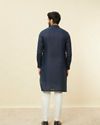 Manyavar Men Sapphire Blue Angrakha Style Kurta image number 4