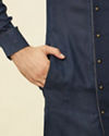 Manyavar Men Sapphire Blue Angrakha Style Kurta