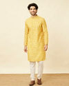 alt message - Manyavar Men Sunrise Orange Circular Printed Kurta image number 2