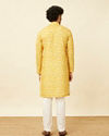 alt message - Manyavar Men Sunrise Orange Circular Printed Kurta image number 4