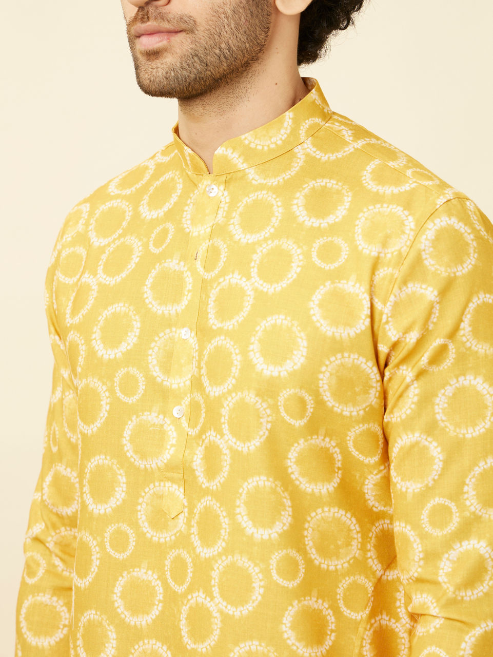 Manyavar Men Sunrise Orange Circular Printed Kurta