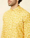 alt message - Manyavar Men Sunrise Orange Circular Printed Kurta image number 1