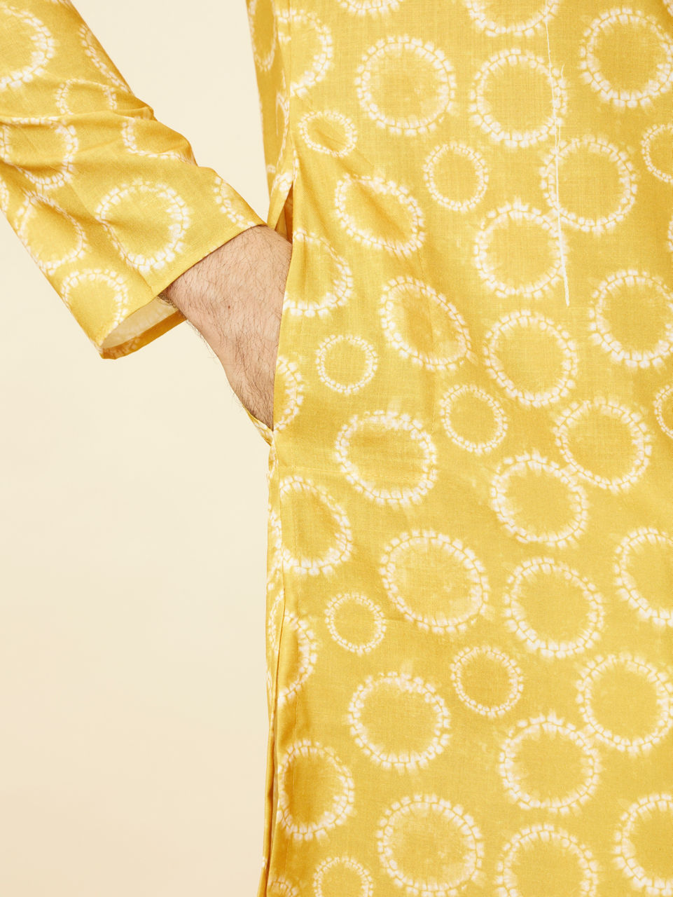 Manyavar Men Sunrise Orange Circular Printed Kurta