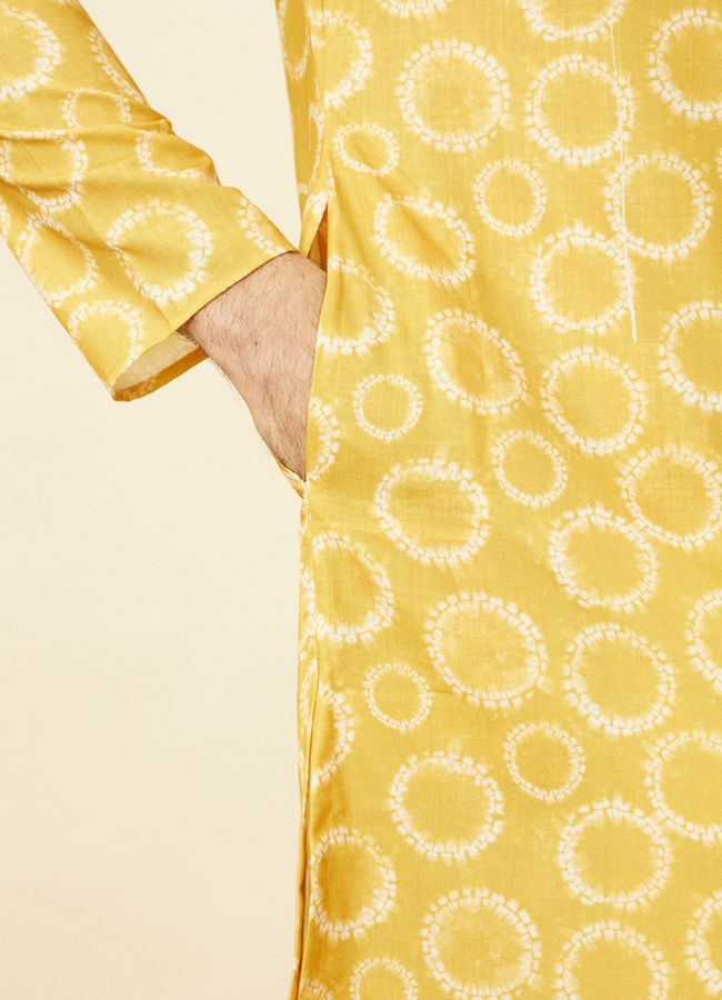 Manyavar Men Sunrise Orange Circular Printed Kurta