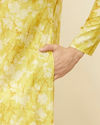 alt message - Manyavar Men Corn Yellow Floral Printed Kurta image number 3