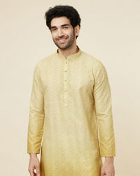 Manyavar Men Yellow Green Trellis Patterned Ombre Dyed Kurta